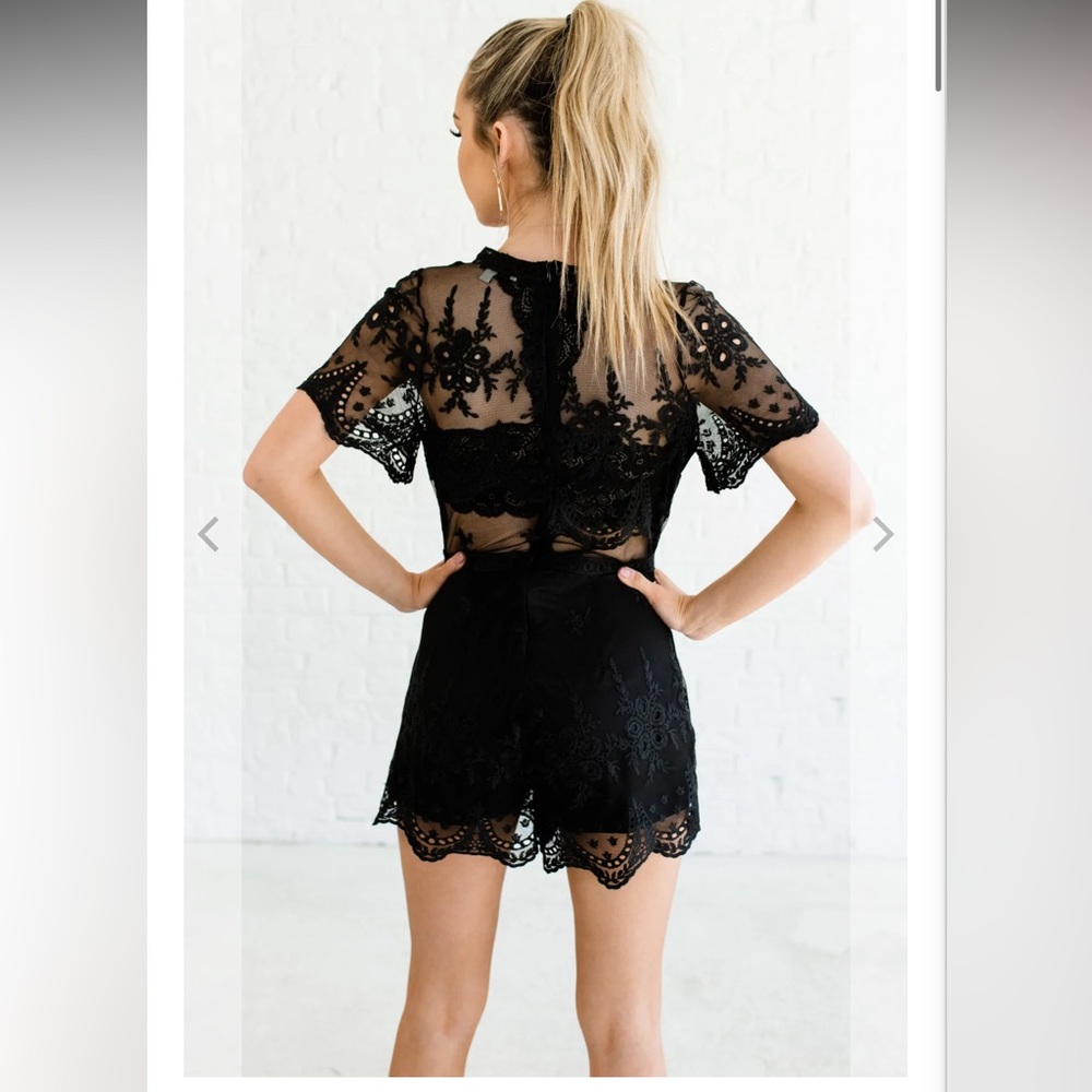Love Is In The Air Black Lace Romper